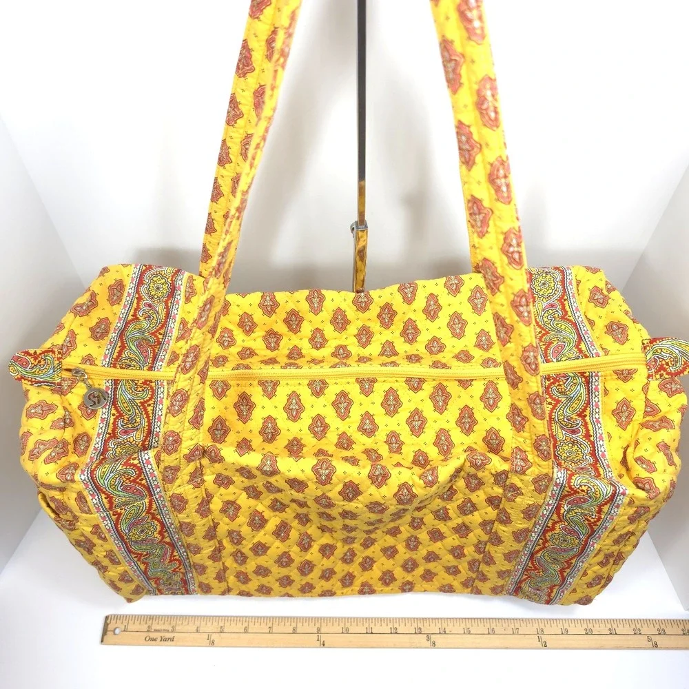 Vintage Americana by Sharif Quilted Duffel Bag Yellow Paisley Cottagecore Travel